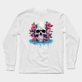 Flowers and water - tattoo art skull Long Sleeve T-Shirt